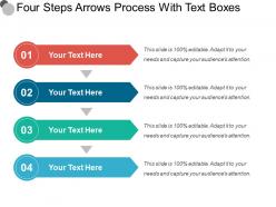 Four steps arrows process with text boxes
