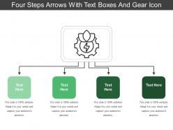 Four steps arrows with text boxes and gear icon