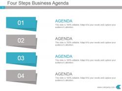 Four steps business agenda powerpoint template slides