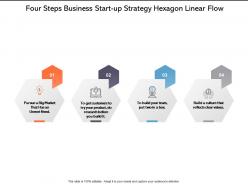 Four steps business start up strategy hexagon linear flow