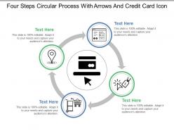 Four steps circular process with arrows and credit card icon