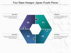 Four steps hexagon jigsaw puzzle pieces