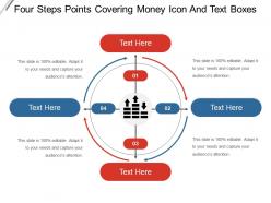 Four Steps Points Covering Money Icon And Text Boxes