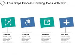 Four steps process covering icons with text boxes