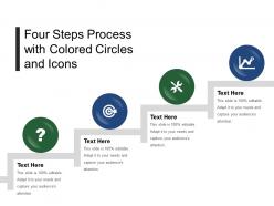 Four steps process with colored circles and icons