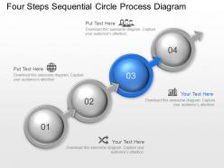 Four steps sequential circle process diagram powerpoint template slide
