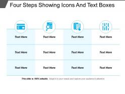 Four Steps Showing Icons And Text Boxes