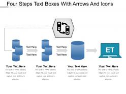 Four steps text boxes with arrows and icons