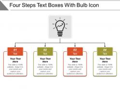 Four steps text boxes with bulb icon