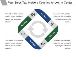 Four steps text holders covering arrows in center