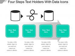 Four steps text holders with data icons