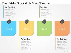 Four sticky notes with years timeline flat powerpoint design