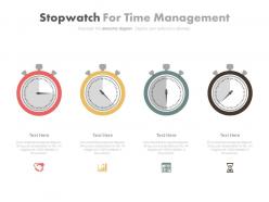 Four stopwatch for time management powerpoint slides