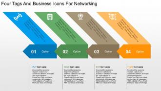 Four tags and business icons for networking flat powerpoint design