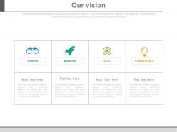 Four Tags And Icons For Business Vision Powerpoint Slides