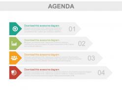 Four tags for business agenda representation powerpoint slides