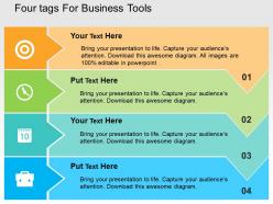 Four tags for business tools flat powerpoint design