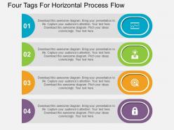 Four tags for horizontal process flow flat powerpoint design