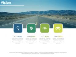 Four tags with icons for business vision roadmap powerpoint slides