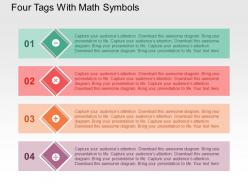 Four tags with math symbols flat powerpoint design