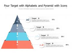 Four target with alphabets and pyramid with icons