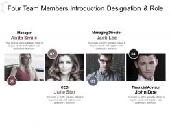 Four team members introduction designation and role