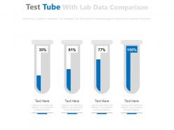 Four test tubes with lab data comparison powerpoint slides