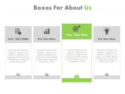 Four text boxes for about us powerpoint slides