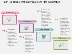 Four text boxes with business icons idea generation flat powerpoint design