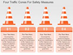 Four traffic cones for safety measures flat powerpoint design