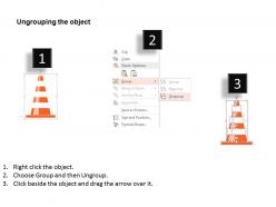 Four traffic cones for safety measures flat powerpoint design