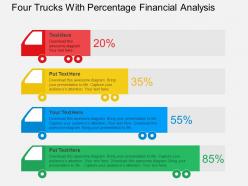 Four trucks with percentage financial analysis flat powerpoint design