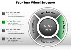 Four turn wheel structure pie chart split up powerpoint diagram templates graphics 712
