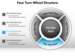 Four turn wheel structure pie chart split up powerpoint diagram templates graphics 712