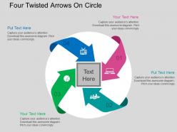 Four twisted arrows on circle flat powerpoint design