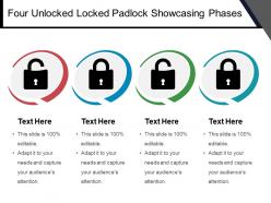 Four unlocked locked padlock showcasing phases
