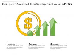 Four upward arrows and dollar sign depicting increase in profits