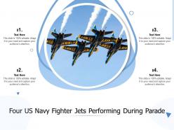 Four us navy fighter jets performing during parade
