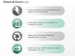 Four Vertical Green Energy Symbols Editable Icons