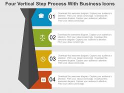 Four vertical step process with business icons flat powerpoint design