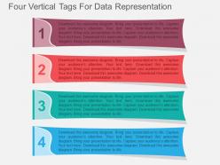 Four vertical tags for data representation flat powerpoint design