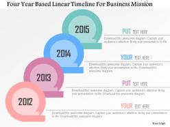 Four year based linear timeline for business mission flat powerpoint design