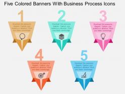 Fp five colored banners with business process icons flat powerpoint design