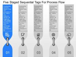 Fp five staged sequential tags for process flow powerpoint template