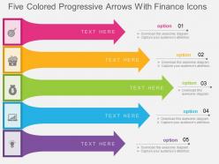 Fq five colored progressive arrows with finance icons flat powerpoint design