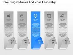 Fq five staged arrows and icons leadership powerpoint template