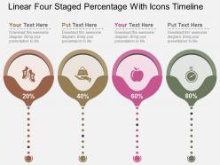 Fq linear four staged percentage with icons timeline flat powerpoint design