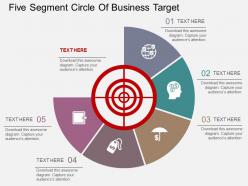 fr Five Segment Circle Of Business Target Flat Powerpoint Design