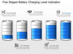 Fr five staged battery charging level indication powerpoint template