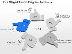 Fr five staged thumb diagram and icons powerpoint template
